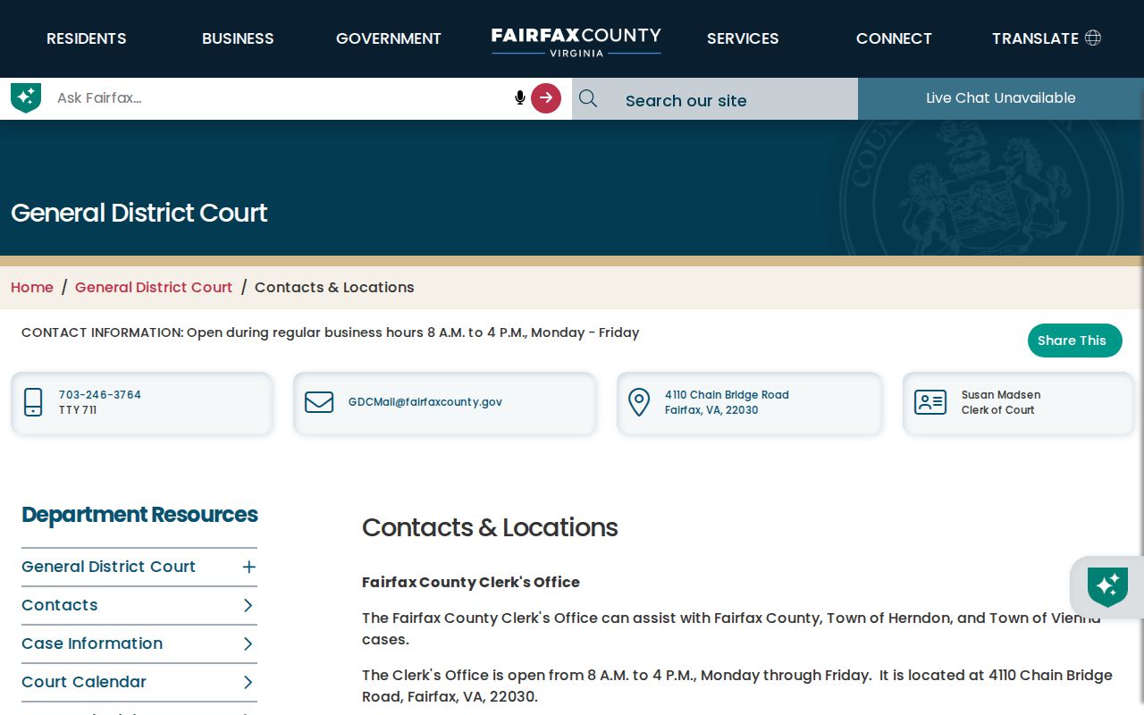 Herndon warrant records: Fairfax GDC court and clerk contacts for the town