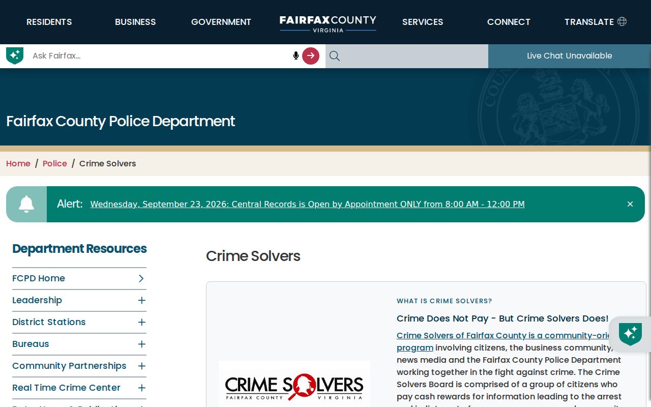 Fairfax County warrant and Most Wanted program: Crime Solvers anonymous tip information