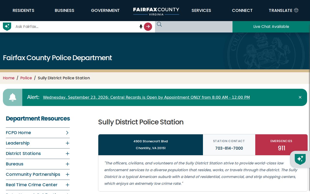 Clifton warrant records: Sully District station serving the Town of Clifton