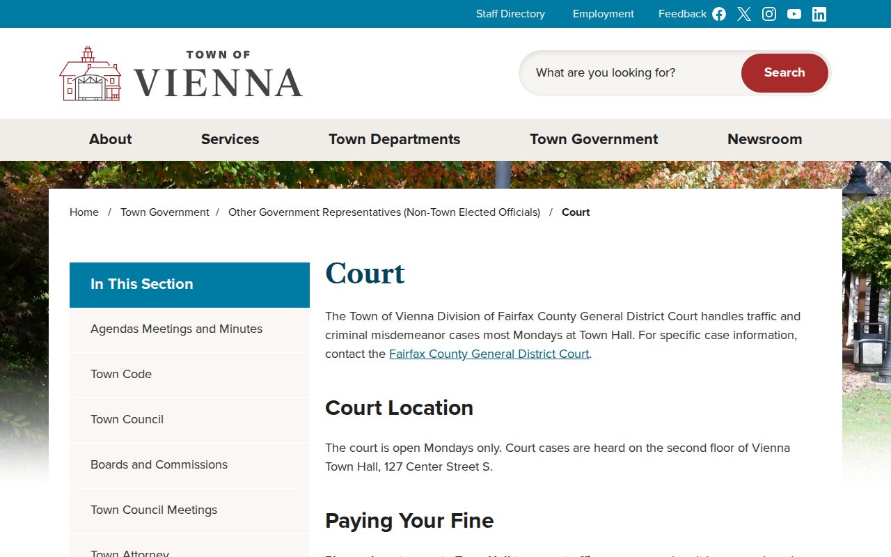 Vienna warrant records: Town Hall General District Court division information